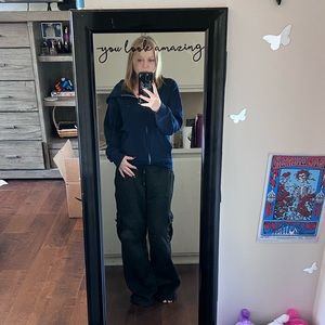 Dark blue fitted zip up hoodie